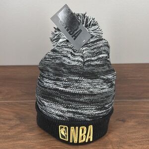NBA Courtside Knit Beanie, Black & Gray, One Size, New With Tags Fleece Lined